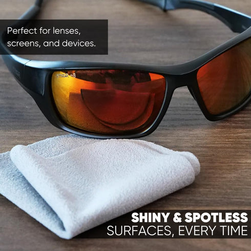Premium Lens Screen Cleaning Cloth by Microfiber Wholesale - Black - 8”x8” - 10pk - Soft Microfiber Suede