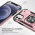 HNHYGETE iPhone 12/12 Pro Case with Screen Protector, Heavy Duty Military Grade 360° Rotatable Kickstand, Rose Gold