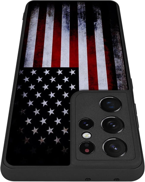 Tnarru Samsung Galaxy S21 Ultra Case - American Flag Pattern, Military-Grade Drop Protection, Anti-Scratch, Shockproof