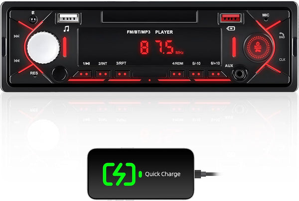 GOHHDL Single Din Bluetooth Multimedia Car Stereo Radio,Car Audio MP3 Player Support Hands-Free
