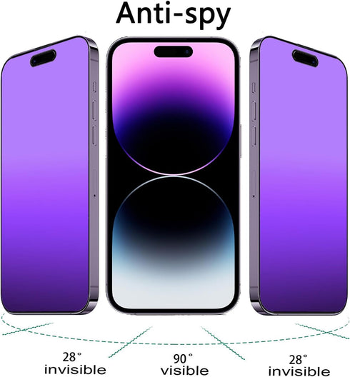 2 PCS Anti-Blue Privacy Matte Tempered Glass for iPhone 14 Pro Max, Anti-Glare Anti-Spy Screen Protector Film