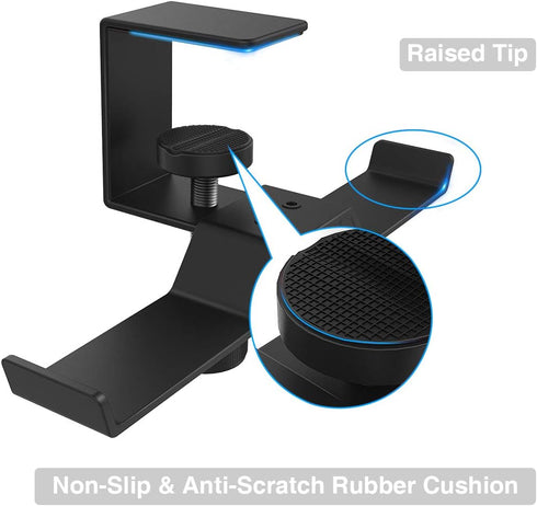 6amLifestyle Under Desk Dual Headphone Hanger, Metal Headset Stand for Gaming Earphones, Universal Clamp Hook