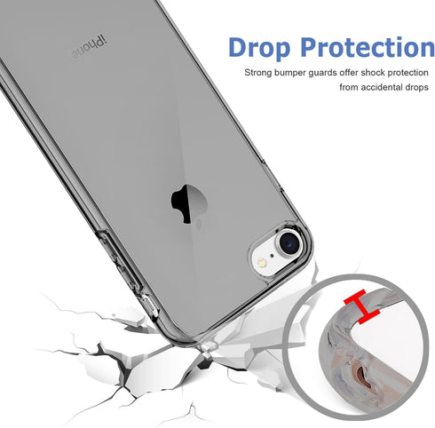 TENOC iPhone SE (2nd & 3rd Gen) Case - Clear Shockproof Protective Bumper Slim Cover for 4.7 Inch