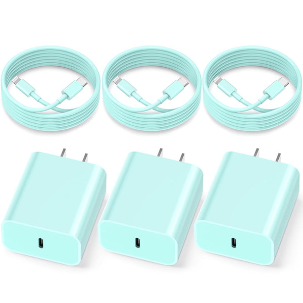 iPhone Fast Charger?MFi Certified?3 Pack 20W PD USB C Wall Charger Adapter with 6FT Lightning Cord