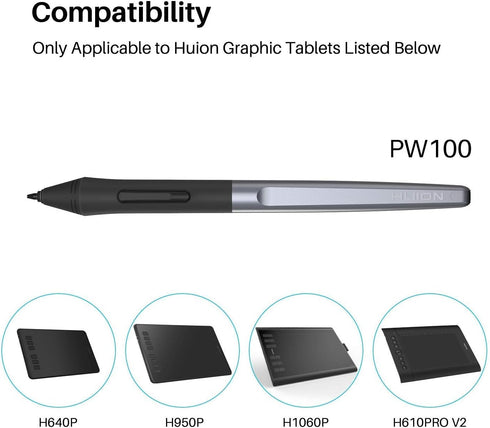 HUION PW100 H640P H950P H1060P H610Pro V2 HS610 HS64 H420X H580X H610X Battery-Free Stylus for Inspiroy Graphics Tablet