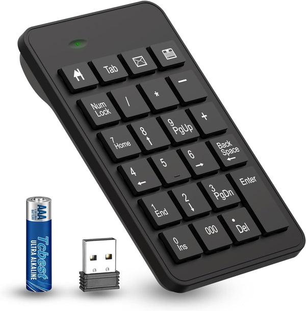 Wireless Number Pad with Battery, 23 Keys Numeric Keypad for Laptop, PC, Notebook, Desktop, Surface Pro