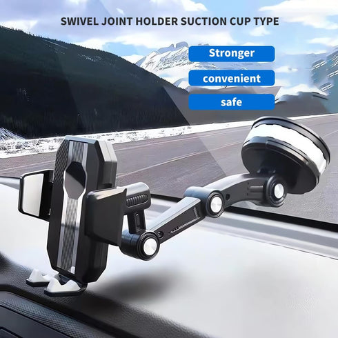 Car Phone Holder Mount: Suction Cup Stand for Universal Dashboard/Windshield, One-Button Pop-up (Black)