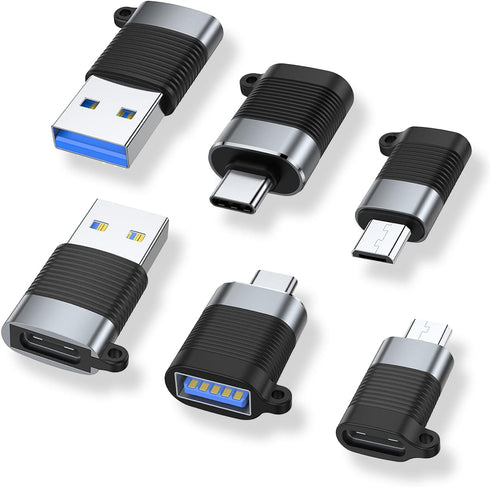 AreMe USB C Adapter (6 Pack), Micro USB Male to USB C Female, USB 3.0 Male to USB C Female Converter Connector
