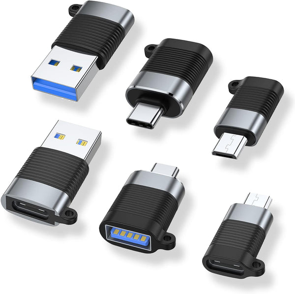 AreMe USB C Adapter (6 Pack), Micro USB Male to USB C Female, USB 3.0 Male to USB C Female Converter Connector