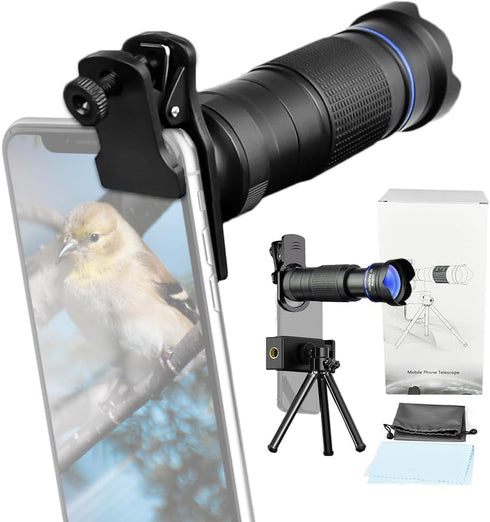 Andoer 36X Telephoto Lens Kit with Mini Tripod, Phone Clip, Holder, Lens Bag,
