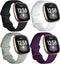 Dirrelo 4 Pack Soft TPU Sport Bands Compatible with Fitbit Versa 3 / Sense, Colorful Replacement Wristband for Men