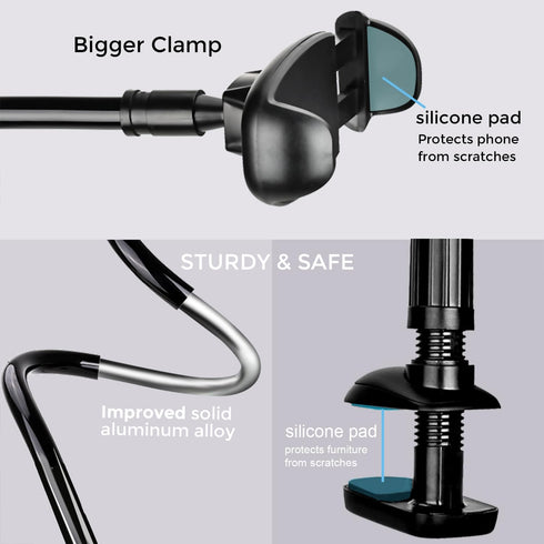 TONDA 33 inch 15 8 7 6 4-7" Phone Holder for Bed Desk, Gooseneck Phone Holder Stand with Adjustable Flexible Long Arm
