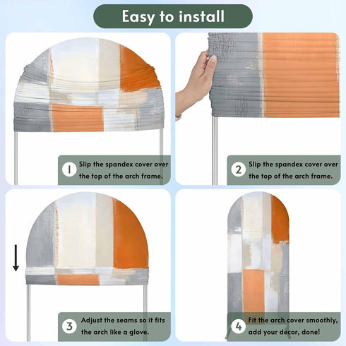 Jnbasdffb 7.2 Modern Orange Beige Wedding Arch Cover,Stretchy Spandex Arch Backdrop Stand Covers FT,Abstract Oil