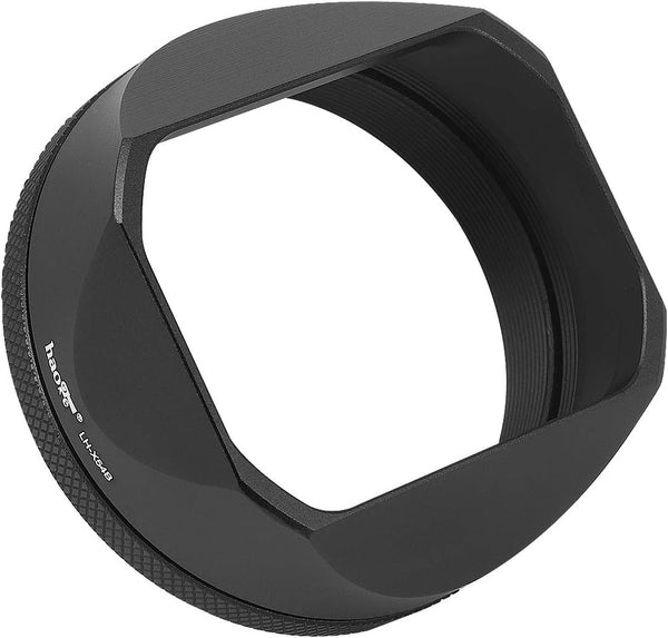 Haoge LH-X54B Square Metal Lens Hood with 49mm Adapter Ring for Fujifilm X100VI Fuji X100V Camera, Black