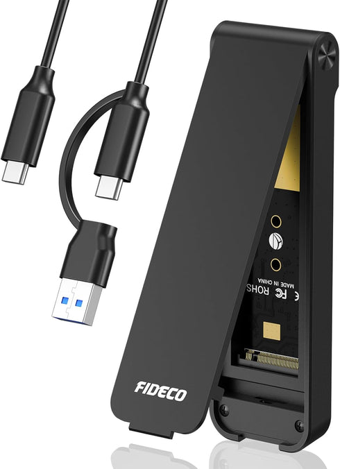 FIDECO M.2 NVMe SSD Enclosure, USB 3.2 Gen 2 to M.2 NVMe Adapter, Tool-Free Installation, Support UASP