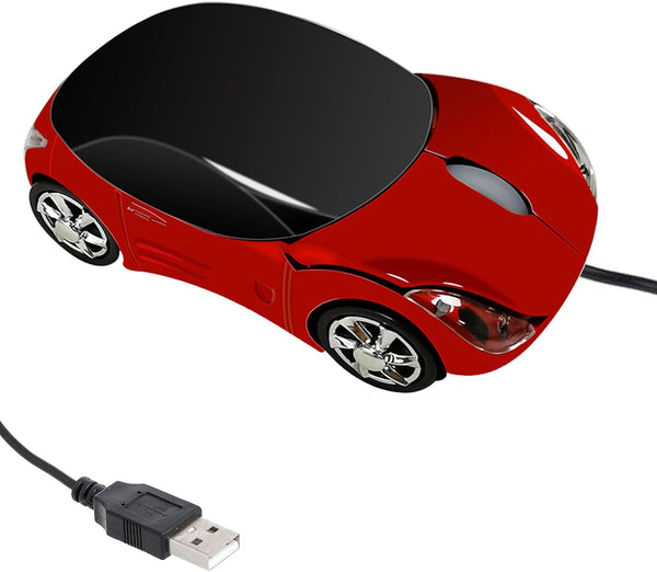 PCTC Cool Sport Car Shape USB Wired Optical Mouse for Laptop or Office Desktop, Ergonomic, 1000DPI, 2 Headlights, 3