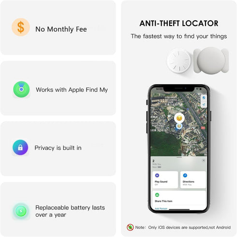 HONGTOP H (White,2PCS) Tracker Device for Vehicles,No Monthly Fee GPS Car Tracker,Anti-Lost Car Locator Works with Find