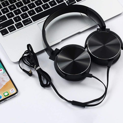 Kids Bulk Headphones with Microphone, 5 Pack for School, 3.5mm Audio Jack, Stereo Sound, OH450, Black