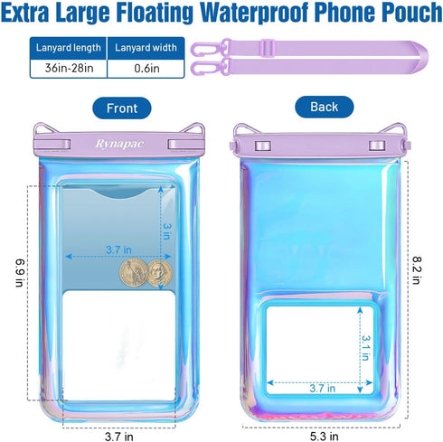 Waterproof Phone Pouch Floating, 10in Underwater Cell Phone Holder with Lanyard for iPhone 15 Pro Max Plus, Galaxy