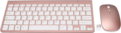 Keyboard Mouse Set 2.4G USB Thin Ergonomic Mute for Computer (Rose Gold)
