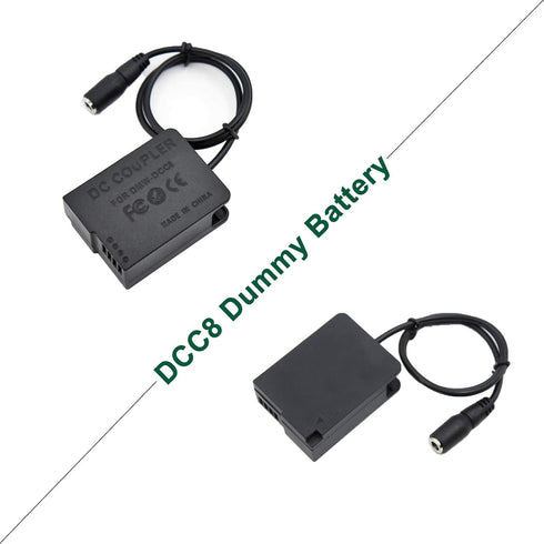 Gonine DMW-DCC8 DMW-AC8 Camera AC Power Supply Adapter Dummy Battery Charger Kit for Panasonic DMC-FZ200, GX8, G85