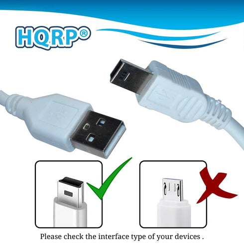 TC-1S TC1S GT-R1 GTR1 HQRP USB Charging Cable (White) Compatible with Tascam / Chromatic Tuner ; / Portable Recorder