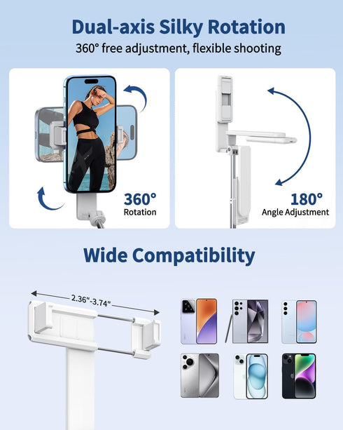 yAyusi 4-7" New Ultra Mini Selfie Stick for iPhone, Extendable Aluminum Portable Selfie Stick with Remote, Compact