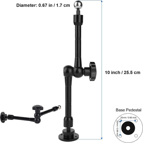Truck Phone Stand with 10" Length Arm for 3.5~7.5" Smartphones, Multi-Angle Adjustable Aluminum Alloy Mount