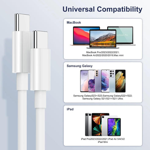 Hididi 1m &2m Pack 2 60W 480Mbps 16/15/17, USB C Cable of Male to Male Type C Fast Charging Cable Speed, USB-IF