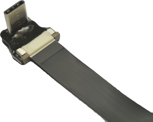 Black FFC USB C FPV Flat Slim Thin Ribbon FPC Cable USB Type-C 90 Degree to Standard USB A for Charging and Sync (40CM)