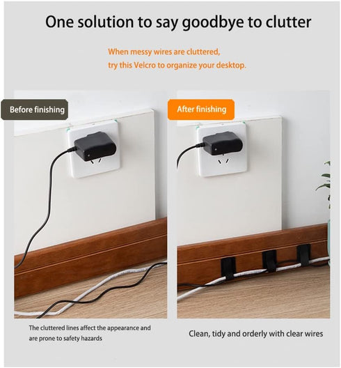 20Pcs 3M Adhesive Wire Organizer, Adjustable Hook and Loop Cable Clips for Kitchen, Office Desk Management