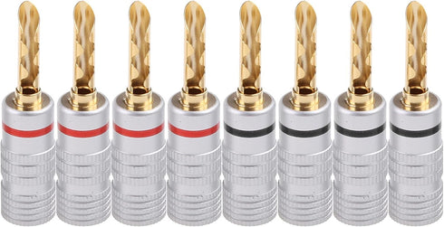 Hisocute 8 Pcs Plated Copper BFA 4mm Banana Plug Adapter Wire Speaker Connectors