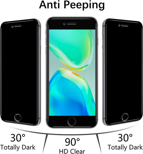 MAYtobe Privacy Screen Protector for iPhone 8 Plus & 7 Plus - 2 Pack, Tempered Glass, Bubble Free, Easy Install, Case