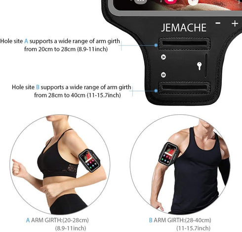 Galaxy S25 S24 Armband, JEMACHE Water Resistant Gym Running Phone Arm Band for Samsung Galaxy S25 S24 S23 S22 S21, Black