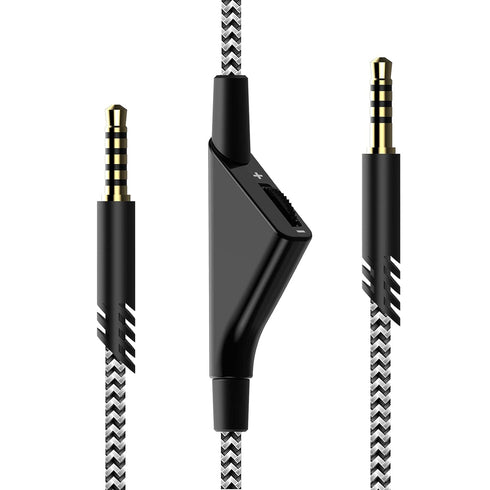 Replacement for Astro A40 Cord, A10 Headset Cable Braided Wire, 6.5 Feet Volume Control Cable (Black and White)