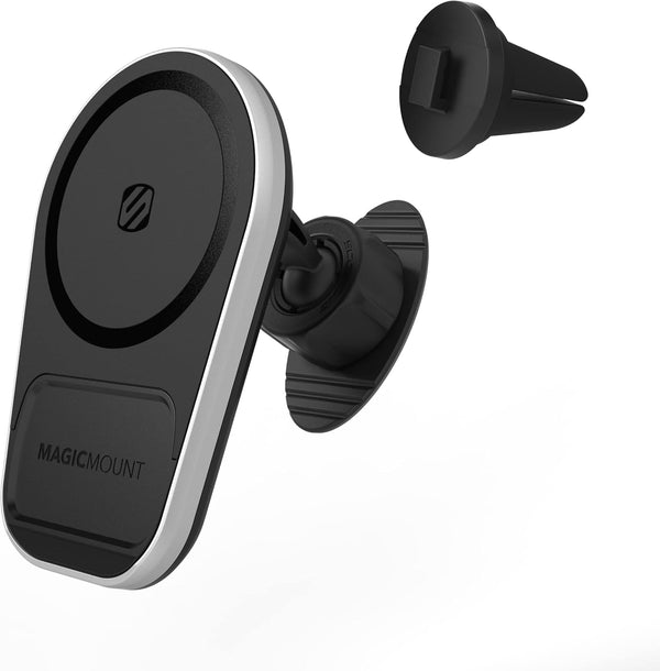 Scosche MPQ5DV-XTSP MagicMount Pro Charge5 15W Wireless Charging Car Mount, Magnetic Phone Holder for Dashboard/Vent