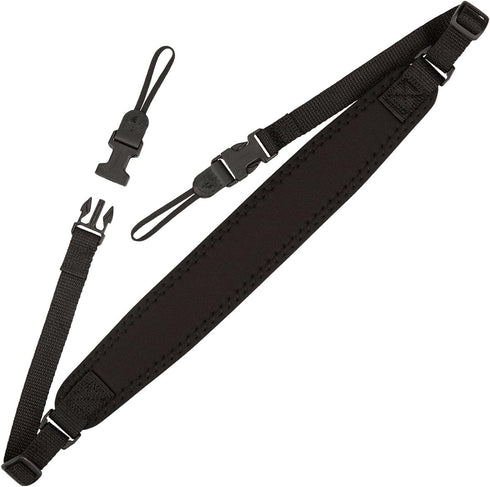 OP/TECH USA Super Classic Camera Neck Strap, Black, Padded Neoprene, Control-Stretch System