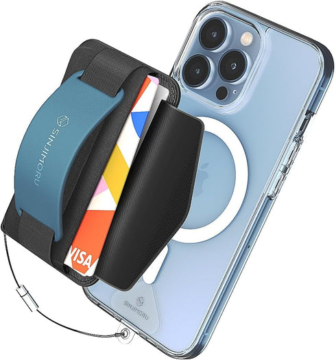 Sinjimoru Magnetic Wallet for iPhone, Magnetic Card Holder for MagSafe Wallet with Phone Grip