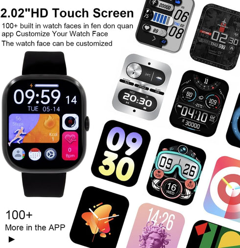Smart Watch, 2.01" Smart Watches for Men, 110+ Sport Modes, Fitness Watch with Sleep Heart Rate Monitor, IP68