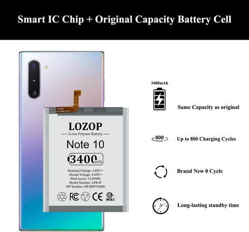 Note 10 Battery Replacement Kit for Galaxy Note 10 SM-N970U/U1/F/N/W with Repair Tools and User Manual