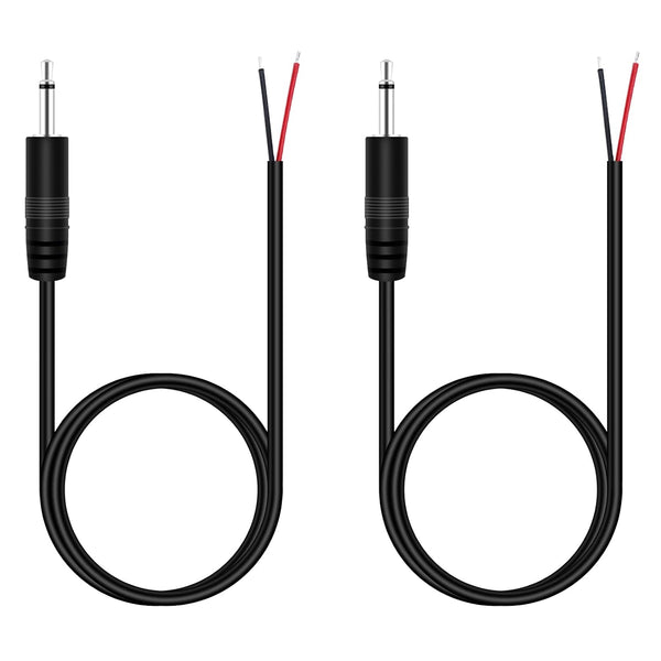 Fancasee 2 Pack 3 ft Replacement 3.5mm 1/8" Male Plug to Bare Wire Open End Pigtail Audio Cable