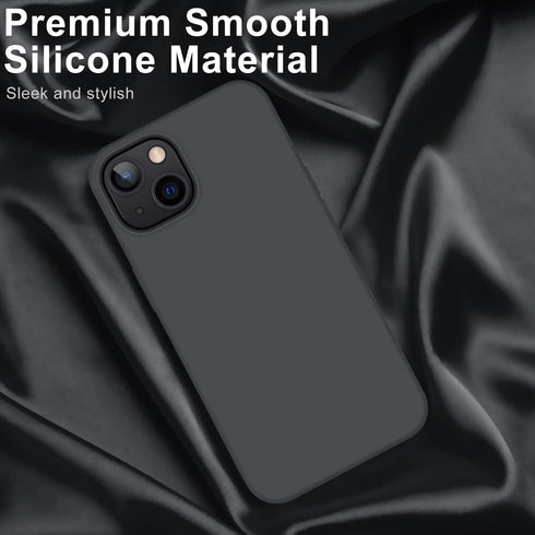DEENAKIN iPhone 14 Plus Case with Screen Protector, Soft Liquid Silicone Gel Rubber Bumper Cover, Dark Grey