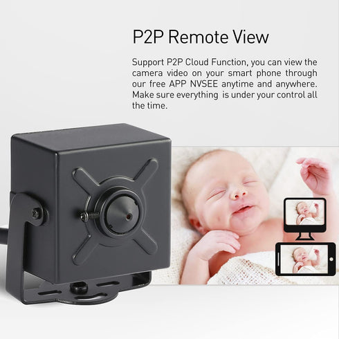 Revotech HD 3MP Mini Security POE IP Camera, 3.7 mm Pinhole Small Indoor Camera for Remote View CCTV Video