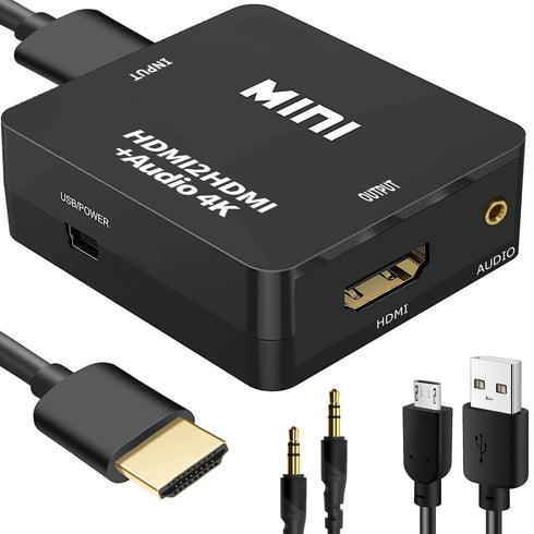 HDMI Audio Extractor, 4K HDMI to HDMI Splitter with 3.5mm AUX Audio, Compatible with TV, PC, PS3/4/5, Projector