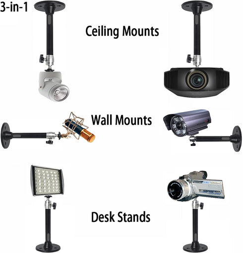 2-Be-Best Mini Projector Mount - Black Projector Ceiling Mount, 7.9 in / 20 cm, 360 Adjustable Wall Mounts for LED LCD