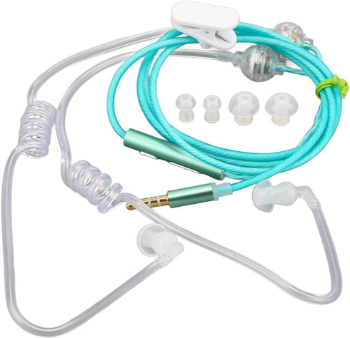 Yunseity Air Tube Headphones - Universal 3.5mm Bilateral Air Tube Earbuds with Noise Cancellation, Green