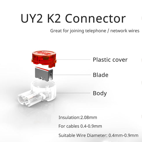 LIUJINCAN 100PCS UY2 K2 Network Cable Connectors - Telephone Wire Gel-Filled Connectors Waterproof Button