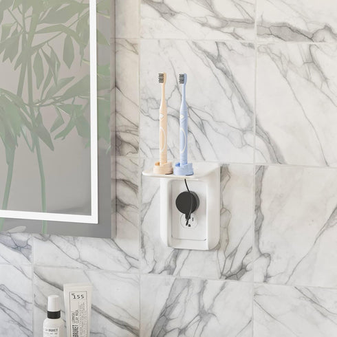 WALI Outlet Shelf Wall Holder, Bathroom Shelf up to 10lbs, Space Saving Organizer, 1 Pack, White