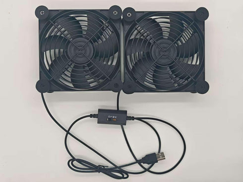 120mm 3-Degree Quiet Dual USB Fan Dual-Ball Bearings, with L/M/H Speed Controller High Airflow Cooling Fan for Receiver