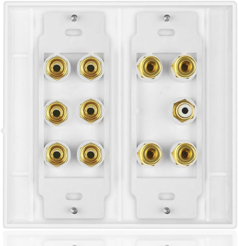 ICESPRING 5.1 10 5 1 Home Theater Surround Sound Distribution Wall Plate Banana Binding Post Coupler for Speakers